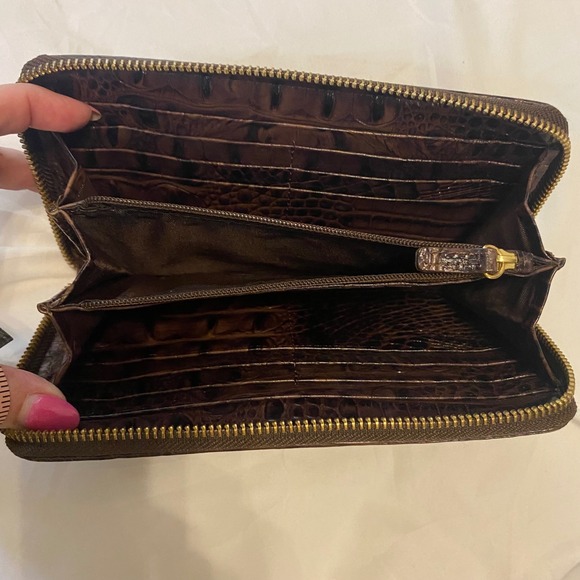 Brahmin Leather Shoulder Bag Handbag Pecan Brown Melbourne Croc Embossed Wallet - Picture 9 of 9